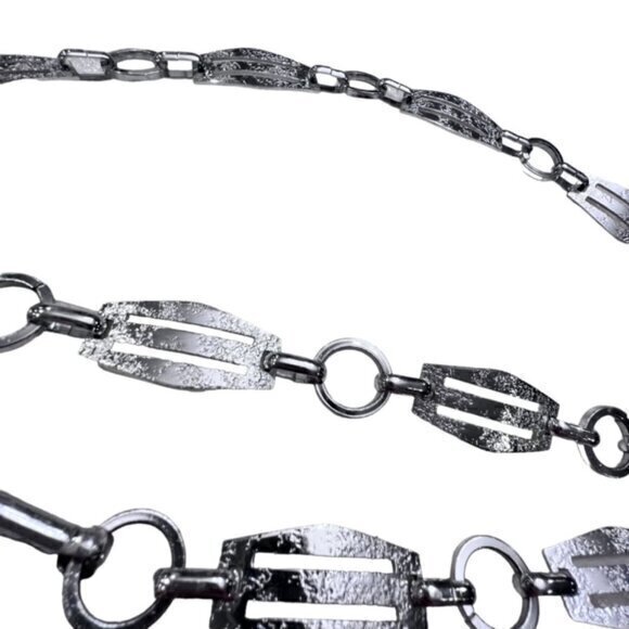 Shiny Silver Chain Belt Up to 35" BOHO Coastal Preppy Nautical Dressy Office - Picture 6 of 8